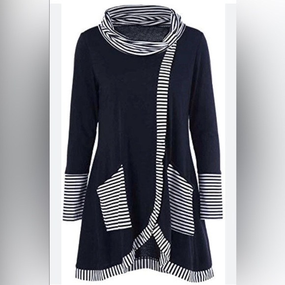 Tops - Womens Clothing T-Shirt Patchwork-Pockets Long-Sleeve